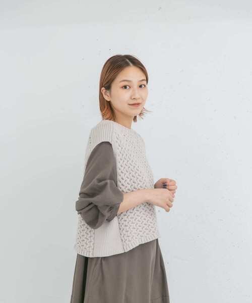 EKAL（エカル）の「ケーブルアミニットベスト（ベスト・レディース・グレー系その他/ベージュ系その他・ONE）」の9枚目の写真