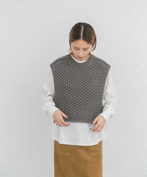 EKAL（エカル）の「ケーブルアミニットベスト（ベスト・レディース・グレー系その他/ベージュ系その他・ONE）」の18枚目の写真