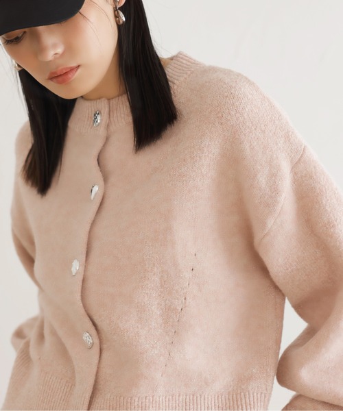 VIS（ビス）の「【新色追加】【洗える】アソート釦ラメニットカーディガン（カーディガン/ボレロ・レディース・ブラック/グレー/ホワイト/ピンク/ブルー/イエロー・FREE）」の7枚目の写真