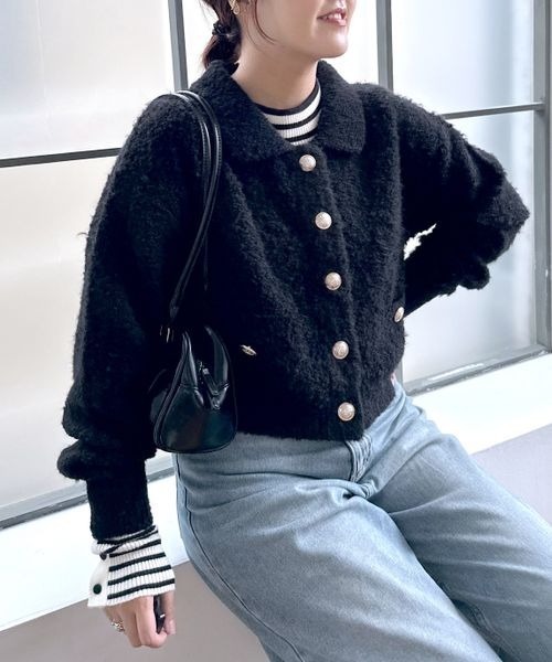 mysty woman(ミスティウーマン)の「タートルネックソデボタンプルオーバー 152811(ニット/セーター・レディース・グリーン/ブラック/オフホワイト/ブラック系その他/ブルー・FREE)」の12枚目の写真