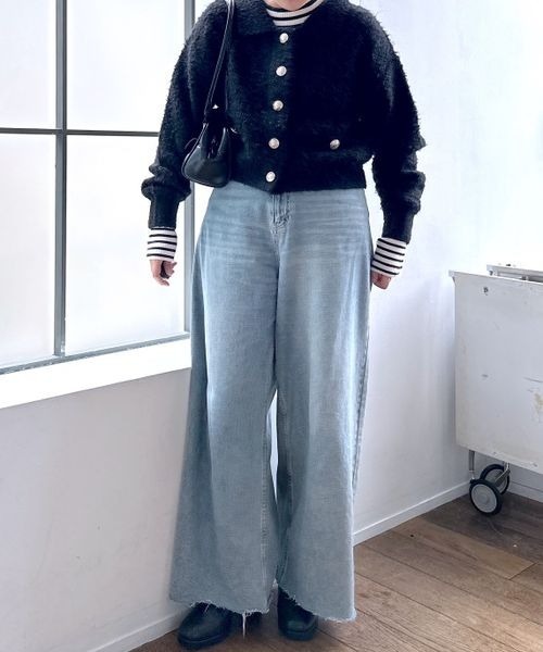 mysty woman(ミスティウーマン)の「タートルネックソデボタンプルオーバー 152811(ニット/セーター・レディース・グリーン/ブラック/オフホワイト/ブラック系その他/ブルー・FREE)」の13枚目の写真