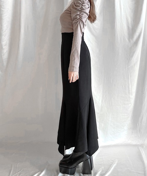 NOMAE（ノーマエ）の「イレヘムスリットマーメイドスカート（スカート・レディース・アイボリー/ブラック・FREE）」の9枚目の写真