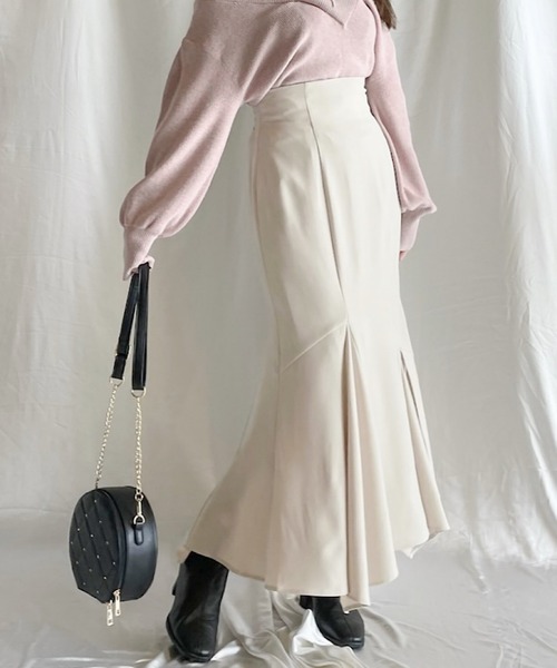 NOMAE（ノーマエ）の「イレヘムスリットマーメイドスカート（スカート・レディース・アイボリー/ブラック・FREE）」の3枚目の写真