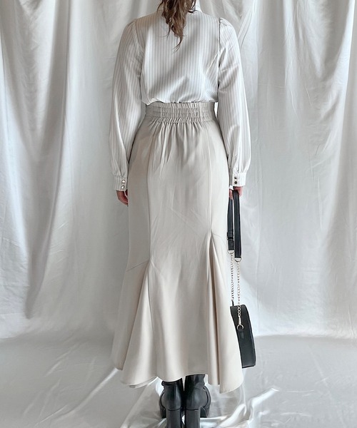 NOMAE（ノーマエ）の「イレヘムスリットマーメイドスカート（スカート・レディース・アイボリー/ブラック・FREE）」の6枚目の写真