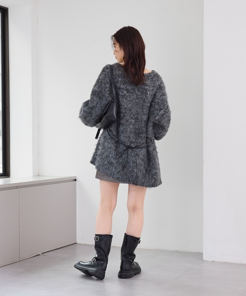 Kastane（カスタネ）の「【好評価レビュー多数】ウール混シャギーカーディガン（カーディガン/ボレロ・レディース・チャコールグレー/ブラウン/ピンク/イエロー/アイボリー・M/L）」の11枚目の写真