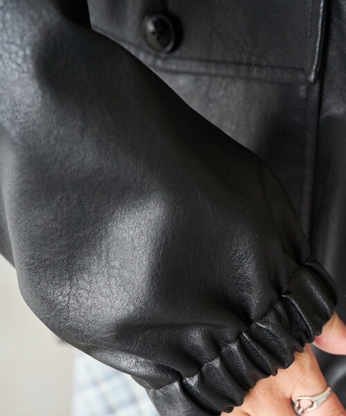 セール】限定展開 ビッグシルエット PU レザー ブルゾン