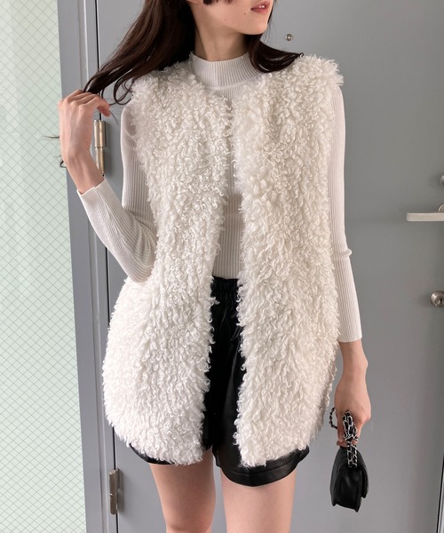 GLAMOROUS JANE（グラマラスジェーン）の「プードルファーロングベスト（ベスト・レディース・ベージュ/モカ/アイボリー・FREE）」の11枚目の写真