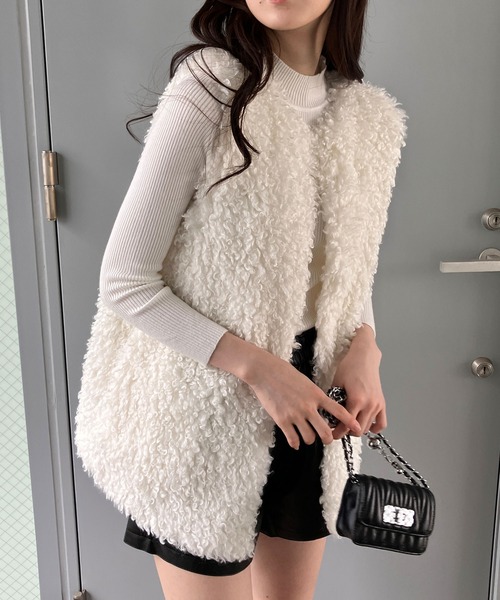 GLAMOROUS JANE（グラマラスジェーン）の「プードルファーロングベスト（ベスト・レディース・ベージュ/モカ/アイボリー・FREE）」の12枚目の写真