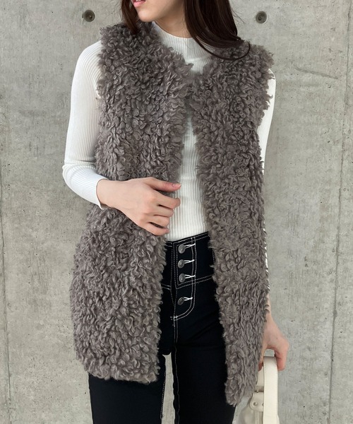 GLAMOROUS JANE（グラマラスジェーン）の「プードルファーロングベスト（ベスト・レディース・ベージュ/モカ/アイボリー・FREE）」の20枚目の写真