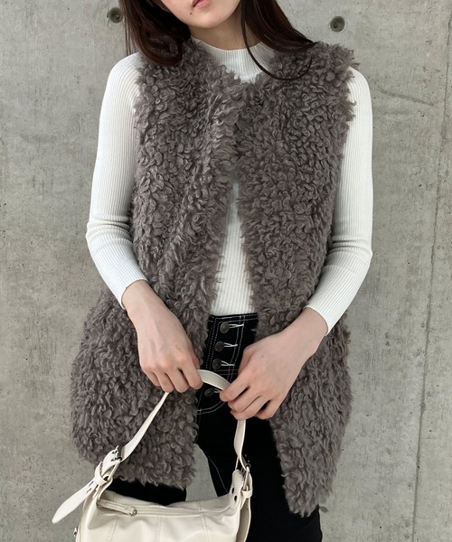 GLAMOROUS JANE（グラマラスジェーン）の「プードルファーロングベスト（ベスト・レディース・ベージュ/モカ/アイボリー・FREE）」の21枚目の写真