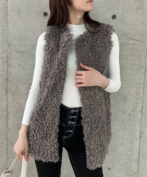 GLAMOROUS JANE（グラマラスジェーン）の「プードルファーロングベスト（ベスト・レディース・ベージュ/モカ/アイボリー・FREE）」の22枚目の写真