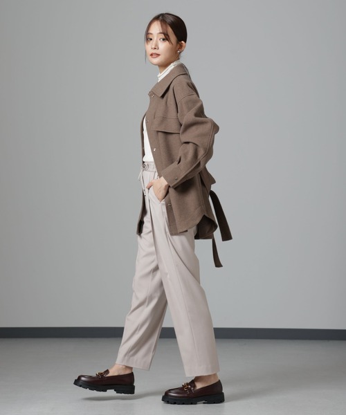 NANO universe（ナノユニバース）の「ウラキモウ ピンタックイージーテーパードパンツ（その他パンツ・レディース・グレー系その他4/カーキ/ブラック・XS/M/S）」の8枚目の写真