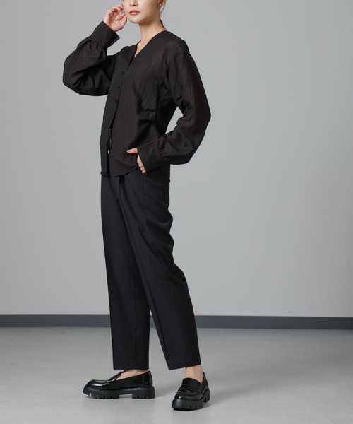 NANO universe（ナノユニバース）の「ウラキモウ ピンタックイージーテーパードパンツ（その他パンツ・レディース・グレー系その他4/カーキ/ブラック・XS/M/S）」の19枚目の写真