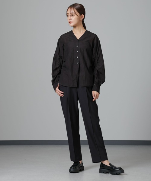 NANO universe（ナノユニバース）の「ウラキモウ ピンタックイージーテーパードパンツ（その他パンツ・レディース・グレー系その他4/カーキ/ブラック・XS/M/S）」の22枚目の写真