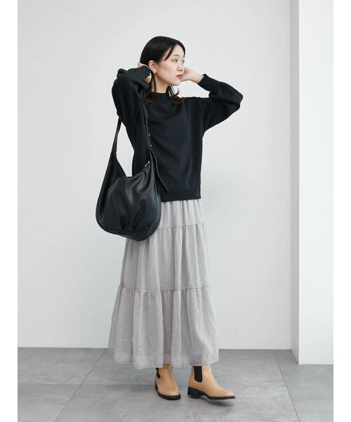 Samansa Mos2 blue（サマンサモスモスブルー）の「モックネックプルオーバー（ニット/セーター・レディース・ライトベージュ/グリーン/ブラック・F）」の6枚目の写真