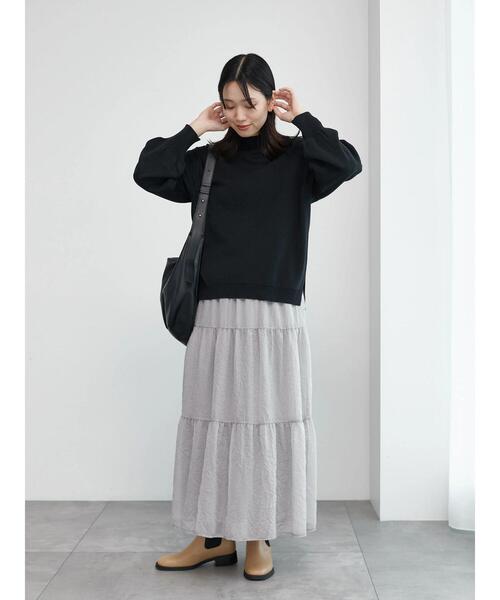 Samansa Mos2 blue（サマンサモスモスブルー）の「モックネックプルオーバー（ニット/セーター・レディース・ライトベージュ/グリーン/ブラック・F）」の8枚目の写真