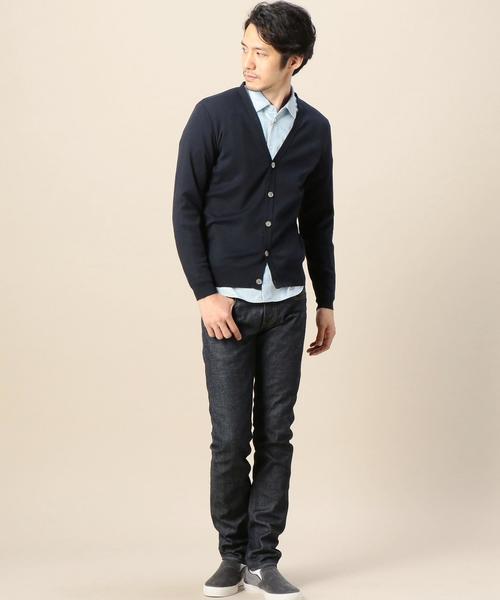 BEAUTY&YOUTH UNITED ARROWS（ビューティーアンドユースユナイテッドアローズ）の「BY スーピマ コットン Vカーディガン◆（カーディガン/ボレロ・メンズ・グレー/ネイビー・MEDIUM/SMALL/LARGE/X-LARGE）」の10枚目の写真