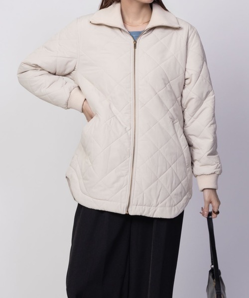 NAVY(ネイビー)の「【軽量 撥水】nAvy 裏フリース キルトブルゾン アウター(ブルゾン・レディース・ブラック/アイボリー/ベージュ・L/M)」の9枚目の写真