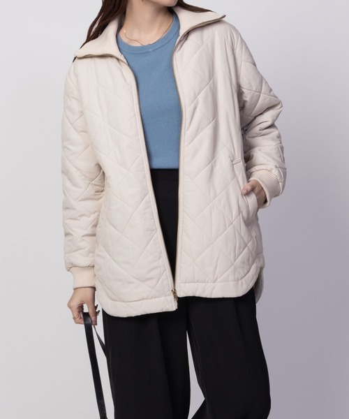 NAVY(ネイビー)の「【軽量 撥水】nAvy 裏フリース キルトブルゾン アウター(ブルゾン・レディース・ブラック/アイボリー/ベージュ・L/M)」の7枚目の写真