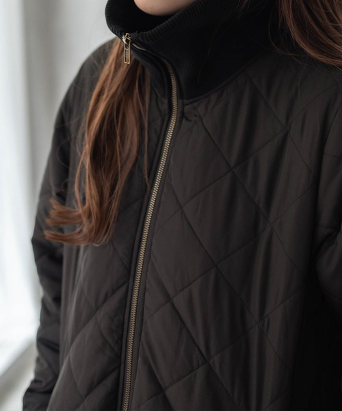 NAVY(ネイビー)の「【軽量 撥水】nAvy 裏フリース キルトブルゾン アウター(ブルゾン・レディース・ブラック/アイボリー/ベージュ・L/M)」の10枚目の写真
