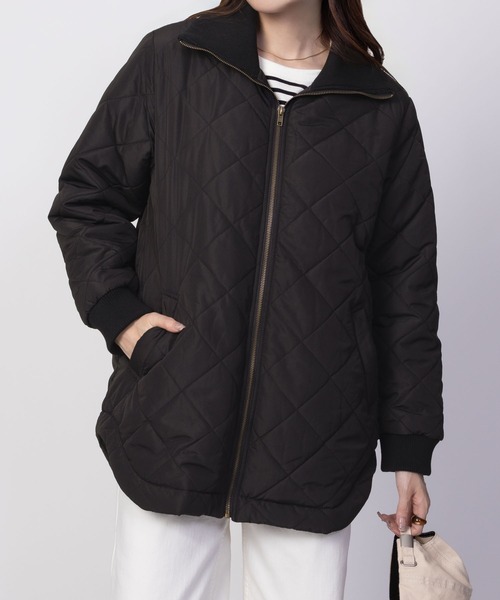 NAVY(ネイビー)の「【軽量 撥水】nAvy 裏フリース キルトブルゾン アウター(ブルゾン・レディース・ブラック/アイボリー/ベージュ・L/M)」の14枚目の写真
