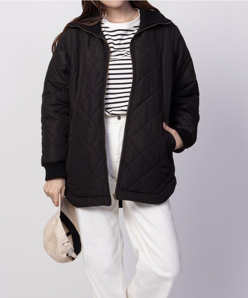 NAVY(ネイビー)の「【軽量 撥水】nAvy 裏フリース キルトブルゾン アウター(ブルゾン・レディース・ブラック/アイボリー/ベージュ・L/M)」の17枚目の写真