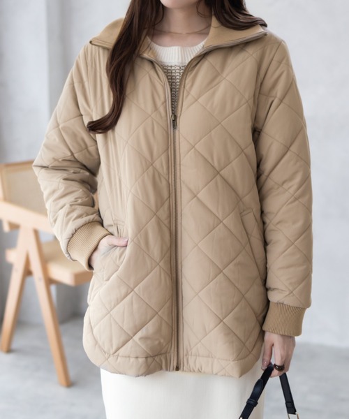 NAVY(ネイビー)の「【軽量 撥水】nAvy 裏フリース キルトブルゾン アウター(ブルゾン・レディース・ブラック/アイボリー/ベージュ・L/M)」の18枚目の写真