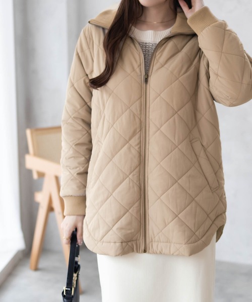 NAVY(ネイビー)の「【軽量 撥水】nAvy 裏フリース キルトブルゾン アウター(ブルゾン・レディース・ブラック/アイボリー/ベージュ・L/M)」の19枚目の写真