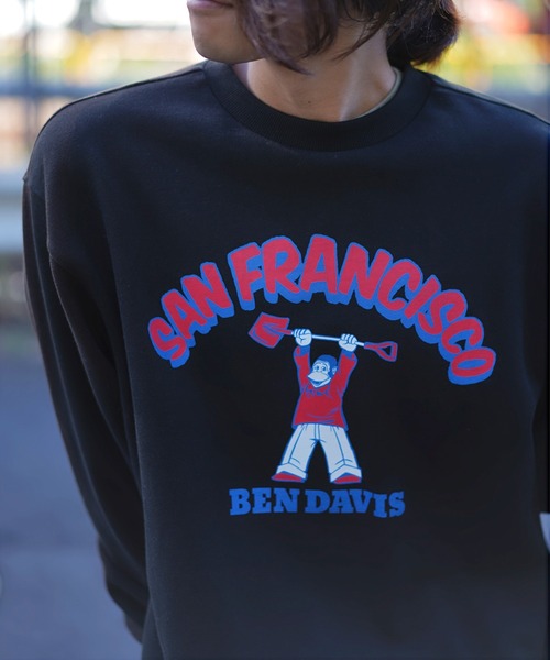 【セール】《BEN DAVIS》プリントスウェット /リサイクルコットン混・抗菌防臭加工（スウェット）｜BEN DAVIS（ベンデイビス）