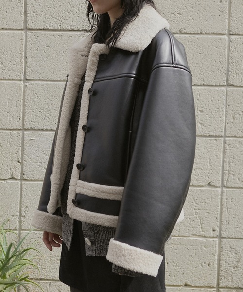 LE CIEL BLEU（ルシェルブルー）の「フェイクシップスキンジャケットl / Fake Shipskin Jacket（テーラードジャケット・レディース・ブラウン/ブラック・36）」の6枚目の写真