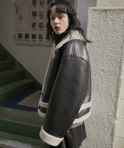 LE CIEL BLEU（ルシェルブルー）の「フェイクシップスキンジャケットl / Fake Shipskin Jacket（テーラードジャケット・レディース・ブラウン/ブラック・36）」の3枚目の写真