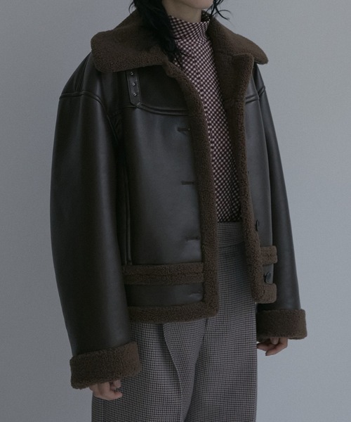 LE CIEL BLEU（ルシェルブルー）の「フェイクシップスキンジャケットl / Fake Shipskin Jacket（テーラードジャケット・レディース・ブラウン/ブラック・36）」の16枚目の写真