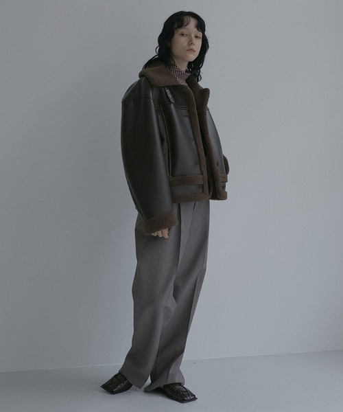 LE CIEL BLEU（ルシェルブルー）の「フェイクシップスキンジャケットl / Fake Shipskin Jacket（テーラードジャケット・レディース・ブラウン/ブラック・36）」の13枚目の写真