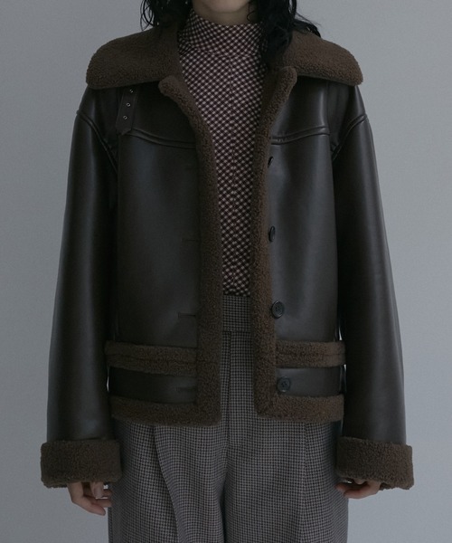 LE CIEL BLEU（ルシェルブルー）の「フェイクシップスキンジャケットl / Fake Shipskin Jacket（テーラードジャケット・レディース・ブラウン/ブラック・36）」の14枚目の写真