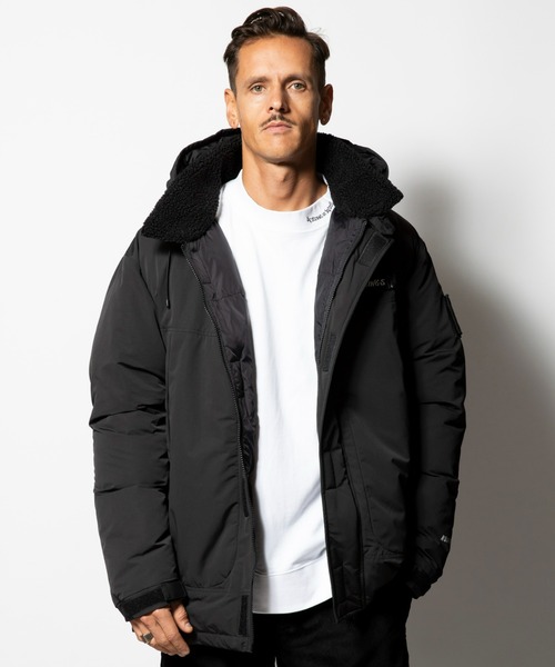 XLARGE WILD THINGS フード付きダウンジャケット ブラック シップス 