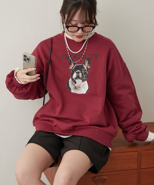 continuer de NICE CLAUP(コンティニューデナイスクラップ)の「フレンチブル絵画裏起毛スウェット(スウェット・レディース・レッド/アイボリー/トップグレー/スミクロ・FREE)」の13枚目の写真