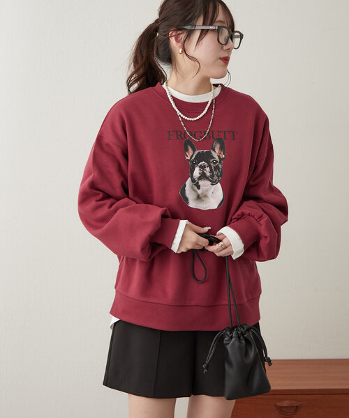 continuer de NICE CLAUP(コンティニューデナイスクラップ)の「フレンチブル絵画裏起毛スウェット(スウェット・レディース・レッド/アイボリー/トップグレー/スミクロ・FREE)」の15枚目の写真