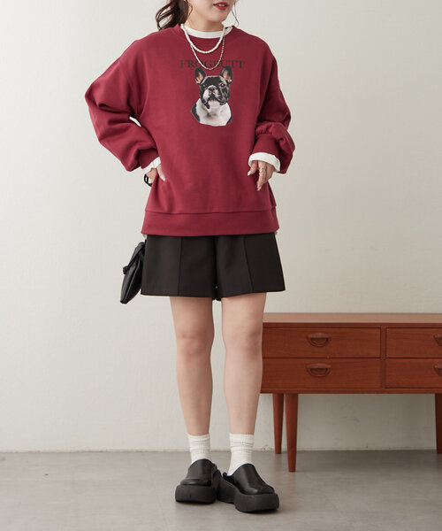 continuer de NICE CLAUP(コンティニューデナイスクラップ)の「フレンチブル絵画裏起毛スウェット(スウェット・レディース・レッド/アイボリー/トップグレー/スミクロ・FREE)」の17枚目の写真
