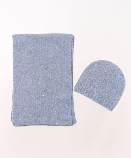 DOUBLE NAME（ダブルネーム）の「ラメニットワッチ＆マフラーセット（マフラー・レディース・オフホワイト/ブルー/グレー・FREE）」の4枚目の写真