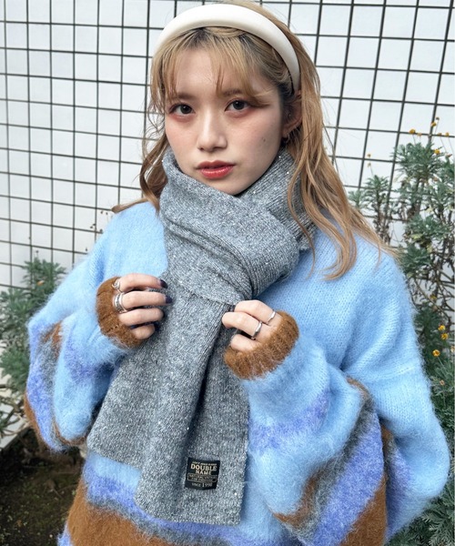 DOUBLE NAME（ダブルネーム）の「ラメニットワッチ＆マフラーセット（マフラー・レディース・オフホワイト/ブルー/グレー・FREE）」の3枚目の写真