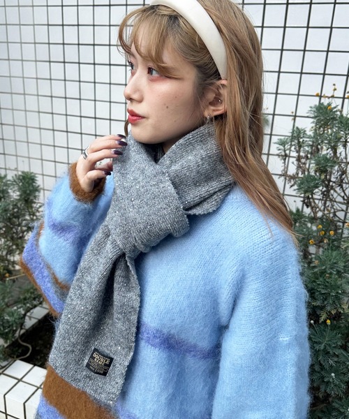 DOUBLE NAME（ダブルネーム）の「ラメニットワッチ＆マフラーセット（マフラー・レディース・オフホワイト/ブルー/グレー・FREE）」の13枚目の写真