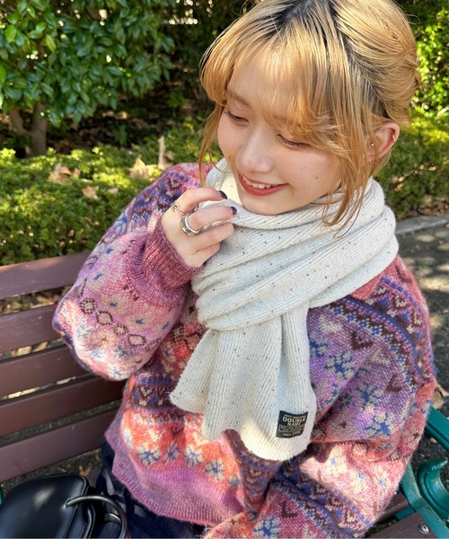 DOUBLE NAME（ダブルネーム）の「ラメニットワッチ＆マフラーセット（マフラー・レディース・オフホワイト/ブルー/グレー・FREE）」の7枚目の写真