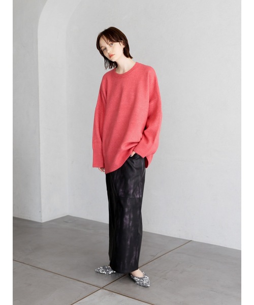 Katrin TOKYO(カトリーントーキョー)の「big crewneck knit(ニット/セーター・レディース・ピンク系/ダークオリーブ/アイボリー・XS/FREE)」の1枚目の写真