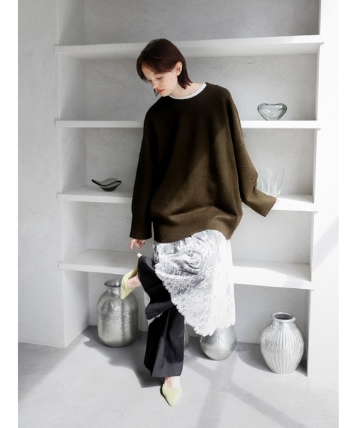 Katrin TOKYO(カトリーントーキョー)の「big crewneck knit(ニット/セーター・レディース・ピンク系/ダークオリーブ/アイボリー・XS/FREE)」の3枚目の写真