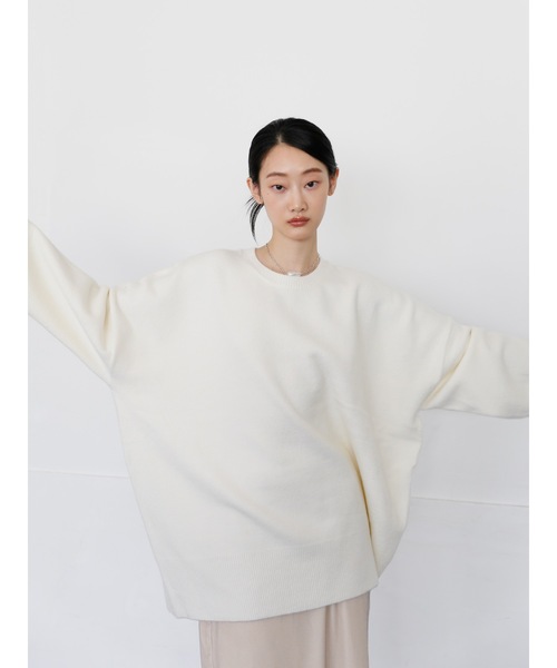 Katrin TOKYO(カトリーントーキョー)の「big crewneck knit(ニット/セーター・レディース・ピンク系/ダークオリーブ/アイボリー・XS/FREE)」の2枚目の写真