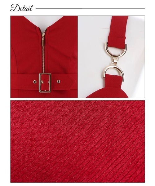 フロントジップ ベルトモチーフバックル ノースリーブ タイト ミニドレス（ドレス）｜DAZZY（デイジー）