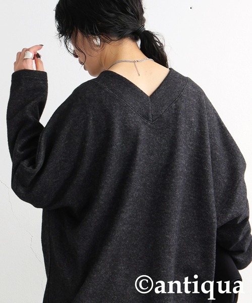antiqua(アンティカ)の「Vネックニット(ニット/セーター・レディース・ダークグレー/グレー・ONESIZE)」の20枚目の写真