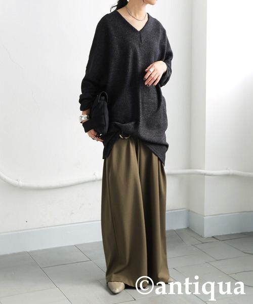 antiqua(アンティカ)の「Vネックニット(ニット/セーター・レディース・ダークグレー/グレー・ONESIZE)」の21枚目の写真