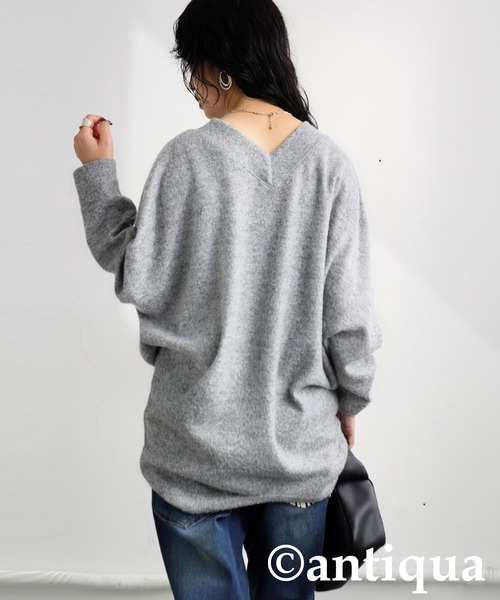 antiqua(アンティカ)の「Vネックニット(ニット/セーター・レディース・ダークグレー/グレー・ONESIZE)」の16枚目の写真