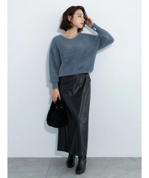 Te chichi（テチチ）の「シャギーVネックプルオーバー（ニット/セーター・レディース・グレー/チャコールグレー/ベージュ・F）」の7枚目の写真